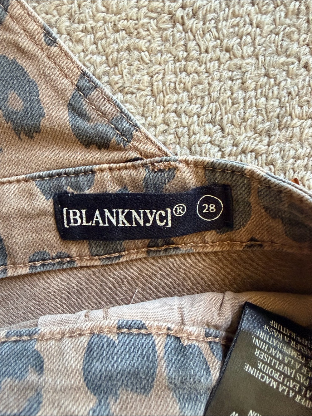 Blank NYC Leopard Print Denim Overall Shorts in Beige and Gray - Picture 3 of 4